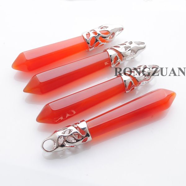 

new arrival pendants natural gemstone hexagonal pillar pendant red agate healing charms for necklace jewelry dn3010, Silver