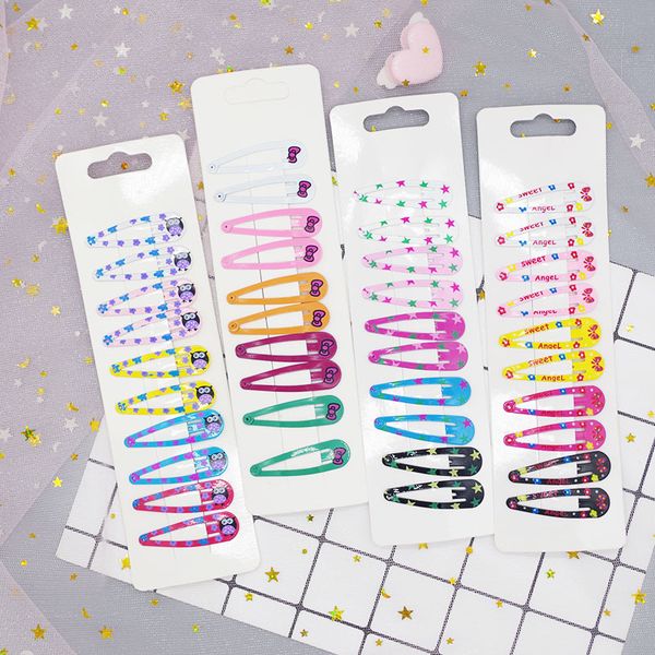 

h10 pcs cute cartoon printing mini baby girls kids hair clips bobby pins barrette accessories children hairgrip hairpin headwear, Slivery;white