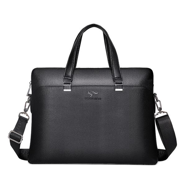 

luxury fashion simple14 inch business men briefcase bag pu leather lapbag casual man office shoulder bags