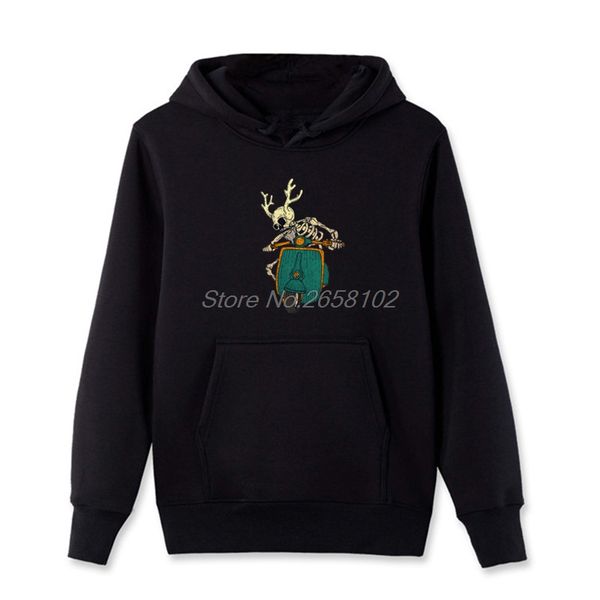 

new coming original skull on the classic motorbike coat men's cotton sweatshirt funny hoodies harajuku streetwear, Black