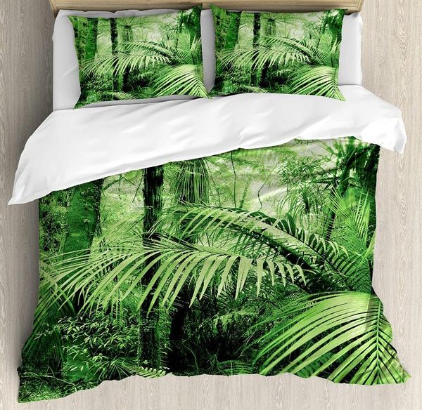 

bedding sets rainforest duvet cover set palm trees and exotic plants in tropical jungle wild nature zen theme illustration green