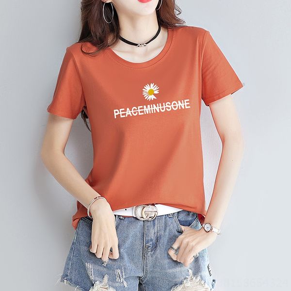 

14-цветные 2020 хлопок сверху с короткими рукавами студентки футболка футболка случайным все соответствует модным женской одежде, White