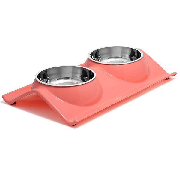 

double dog cats bowls stainless steel pet bowls no-spill food water feeder cats small dogs dtt88