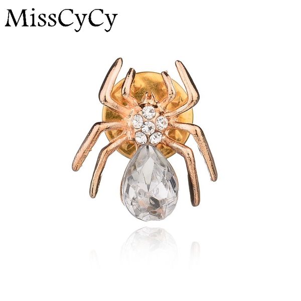 

misscycy cute small crystal spider collar brooch cz diamond brooches for women fashion jewelry gift, Gray