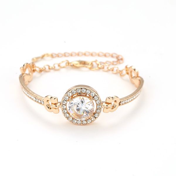 Оптом - розовый золотой модный браслет сердца и стрелки Zircon простая женская одежда браслет корейский кристалл ювелирные изделия подарок любви