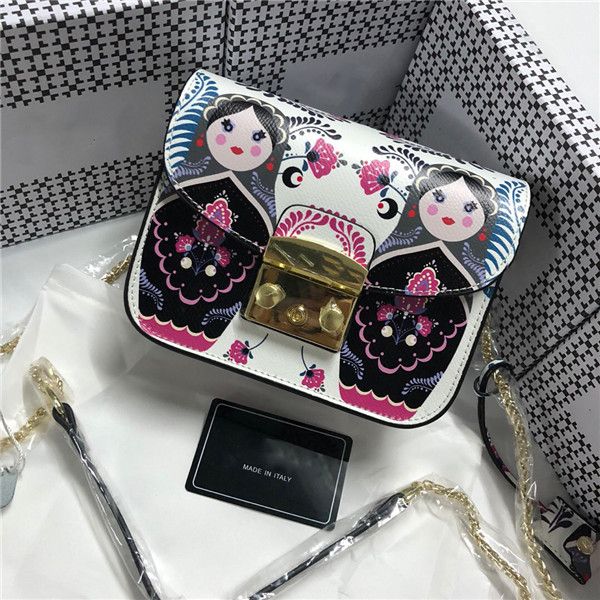 

новая дамы кожаной сумки милых девушек мультфильм печатного плечо сумка тумблер шаблон свежие граффити небольшой квадратный мешок