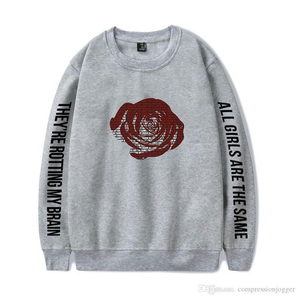 

juice wrld mens autumn designer hoodies long sleeve floral print hip hop singer homme clothing faashi, Black