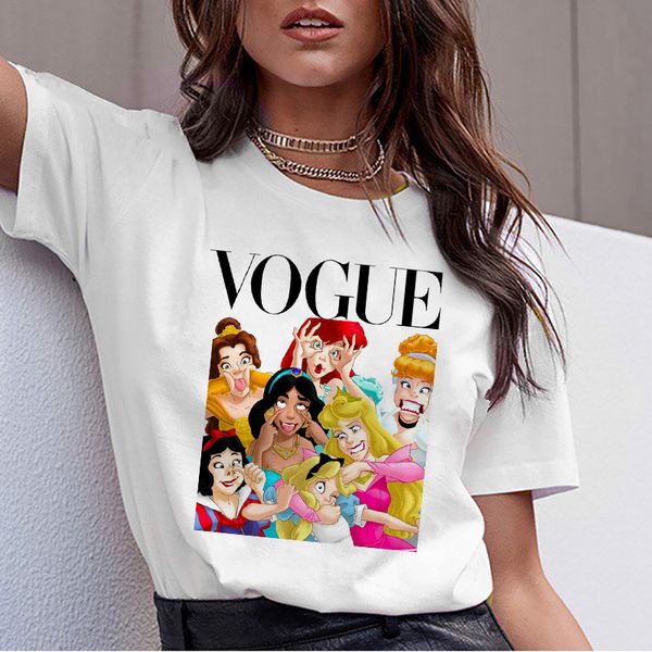 

женщины graphic 2020 летняя принцесса vogue harajuku tee shirt femme смешные корейский tops kawaii streetwear camiseta mujer футболка, White