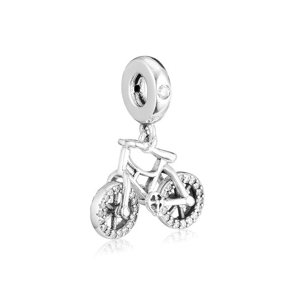 

2019 spring 925 sterling silver jewelry shiny crystal bicycle charm beads fits pandora bracelets necklace for women diy making, Bronze;silver