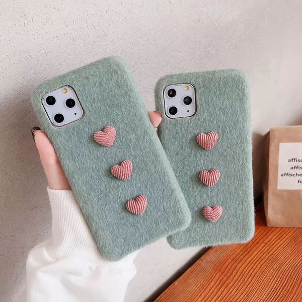 

one piece luxury phone case for iphone 6s 7 8p xs 11pro 11promax fashion plush designer phone case back cover with love decorations
