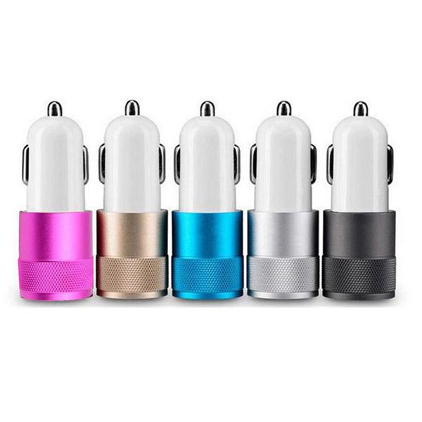 

Metal Dual USB Port Car Charger Universal 2.1 A Led Charging Adapter For iP 6 7 8 Samsung S8 Tablet Nokia wholesale