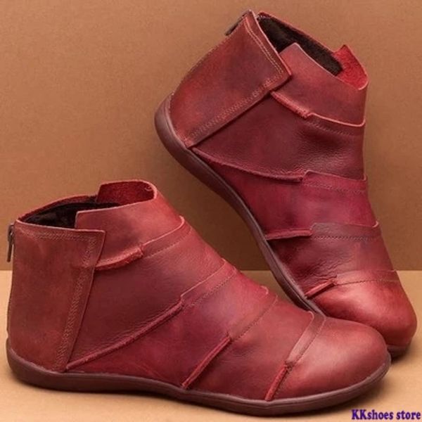 

nice nice new style fashion women boots round head thick bottom pu leather waterproof woman boots ankle spring/autumn, Black