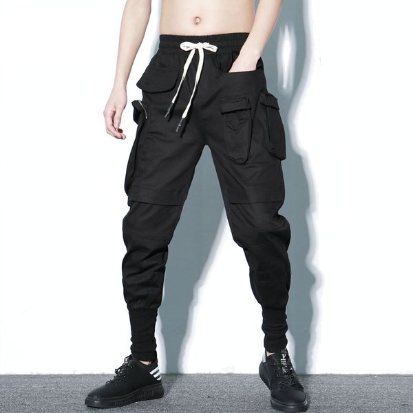 

2020 men joggers pants hip hop fashion black solid elastic waist harem pants men casual pants male trousers streetwear