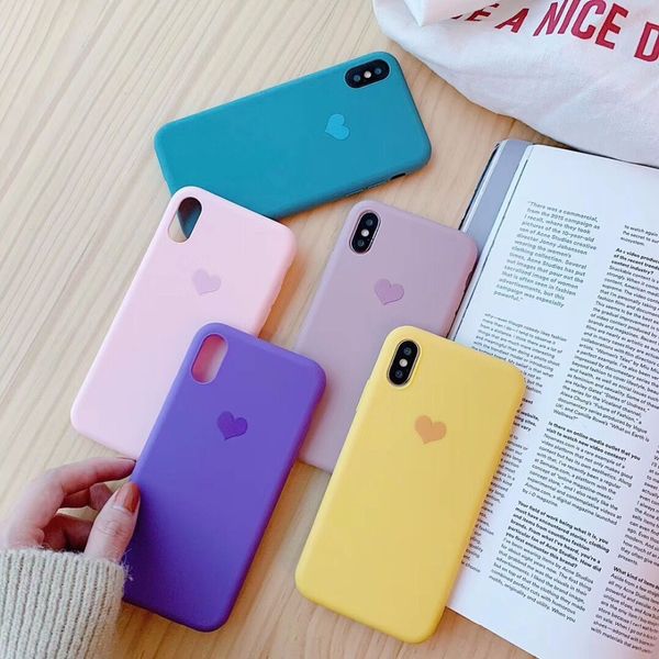 

candy color love heart soft tpu cases for iphone 11 11pro max xs max xr x 7 6 6s 8 plus phone case cute couples back cover