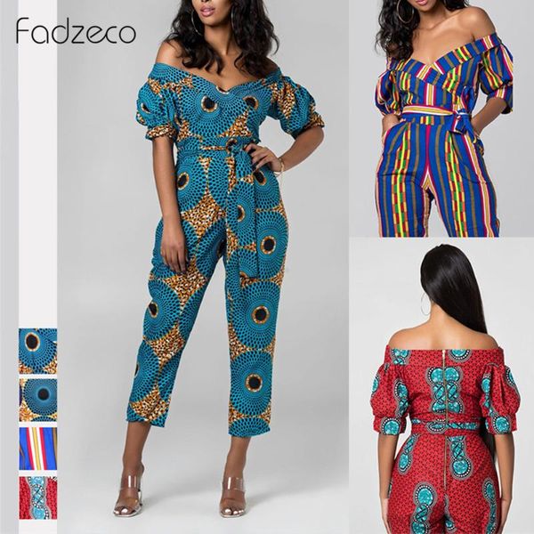 

fadzeco африканские платья для женщин дашики с плеча v образным вырезом комбинезон дамы халат анкара платье базен африканская одежда для жен, Red