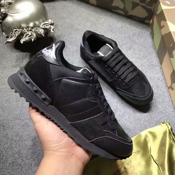 

мода камуфляж пары обувь мужская женская повседневная обувь из натуральной кожи спайк заклепки дешевые кроссовки повседневная обувь, Black