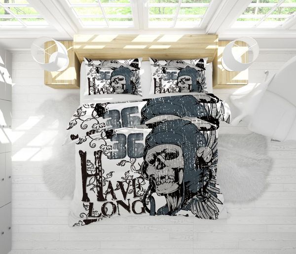

horror skull pirate bedroom decor bedding set men boys gift microfiber bedspreads 1pc duvet cover with pillowcases dropship
