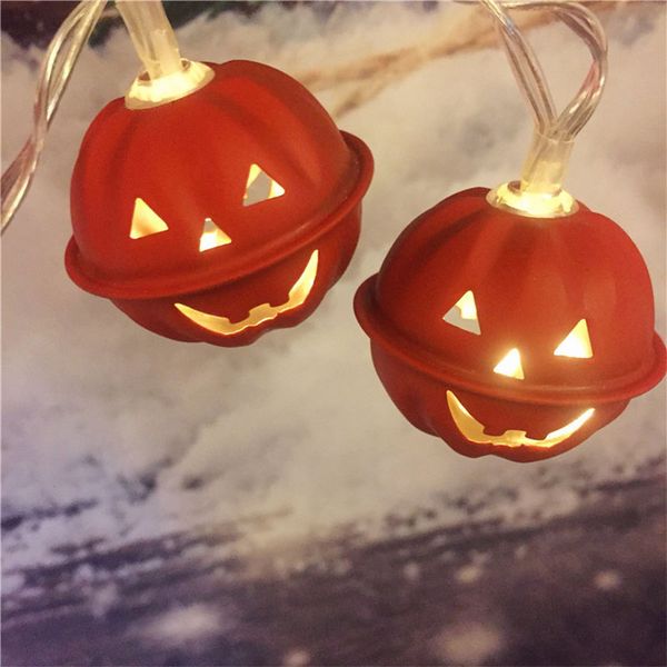 

brelong 2m 10leds led halloween wrought iron pumpkin grimace bell battery light skull holiday decoration lights string lights