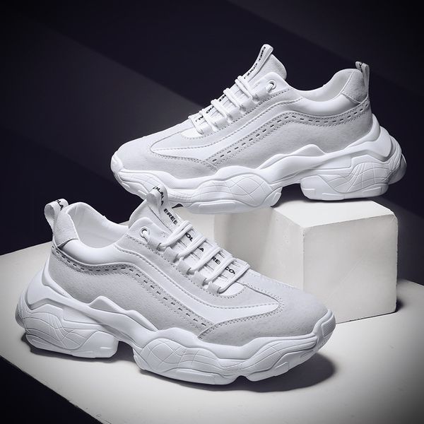 

new brand spring fashion lace up men's gray white shoes men casual mesh breathable shoes mens sneaker b008, Black