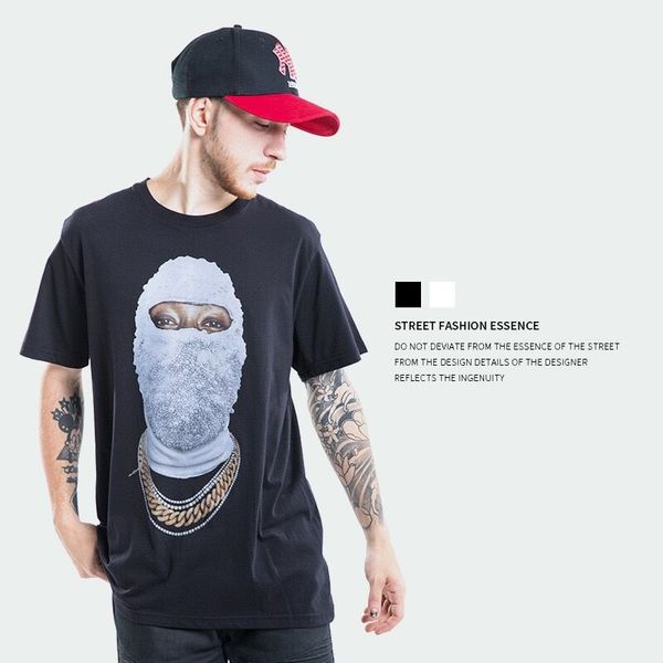 

luxury men's designer t-shirt short sleeve print designer t-shirt masked man print hip hop fashion men's short sleeve t-shirt m-xx, White;black