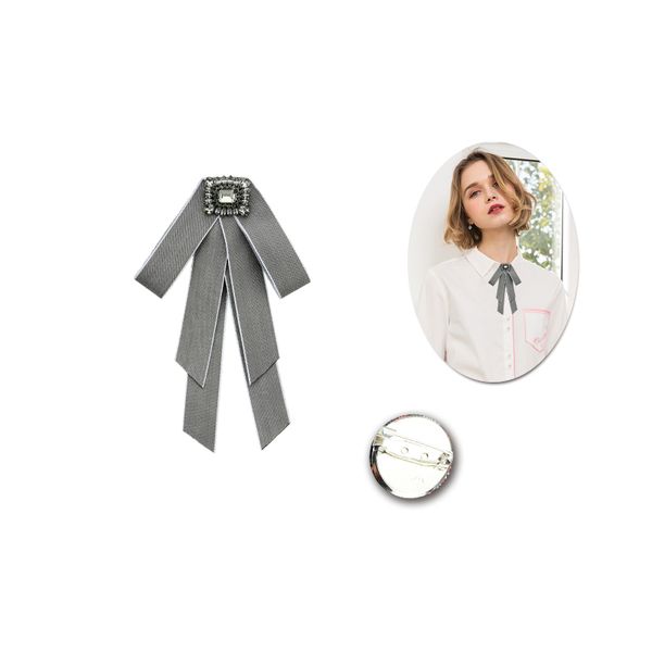 

bow brooch modern style alloy glass accessories banquet wedding party accessories clothing atmosphere brooch jewelry for girls, Gray