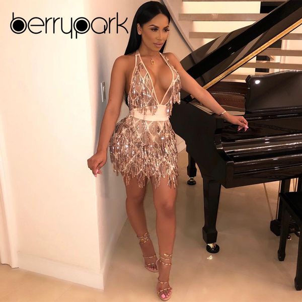 

berrypark party club dress 2019 new gold sequin tassel crop + skirt 2 piece set night out matching outfits, Gray
