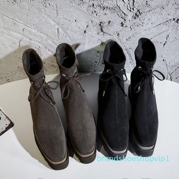 

ankle boots fashion womens designer booties classic monogram chunky heel boots women desert boots shoes, Black