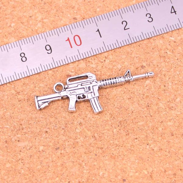 42 Stück Charms Maschinengewehr Sturmgewehr Antik versilbert Anhänger Herstellung DIY handgemachter tibetischer Silberschmuck 45*16mm