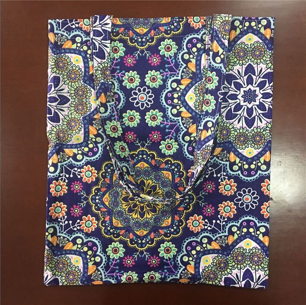 

yile cotton linen eco shopping tote shoulder bag print round sunflower navy blue l12