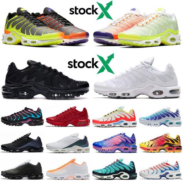 

tn plus se stock x men women running shoes triple black white athletics outdoor mens womens trainers sports sneakers runners size 36-45