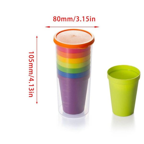 

8pcs/set compact size plastic travel portable rainbow cup colorful plastic cup outdoor picnic drinking hand