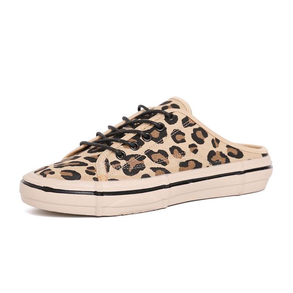 

women's slippers 2020 summer new outdoor casual leopard lace-up muller woman shoes thick sole canvas ladies slippers, Black