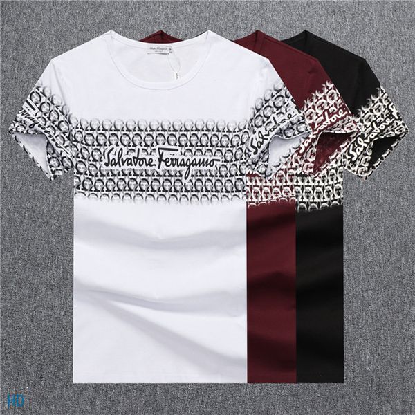 

19ss new casual fashion men's t-shirt spring and high-quality cotton shirt printing short sleeve o-neck luxury t-shirt casual size -3x, White;black