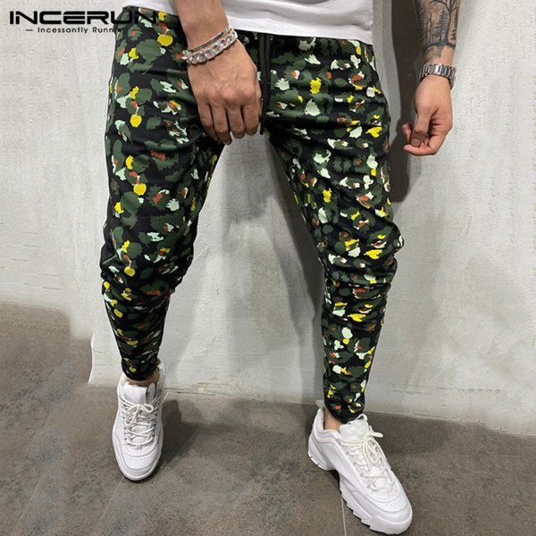 

incerun autumn fashion men leopard printed pencil pants casual joker trend hip-hop mens stretch elastic trousers joggers 2019, Black