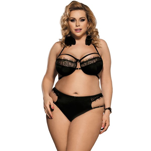 

lace halter erotic lingerie set large size 6xl underwire intimates set bikini women bra and panty sets lingerie rw80294, Red;black