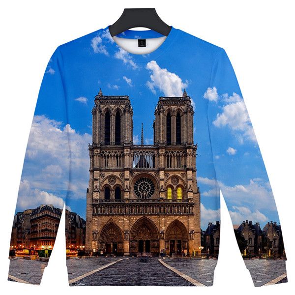 

notre dame de paris mens hoodies 3d printed o-neck colorful sweatshirts women fashion rip clothes, Black
