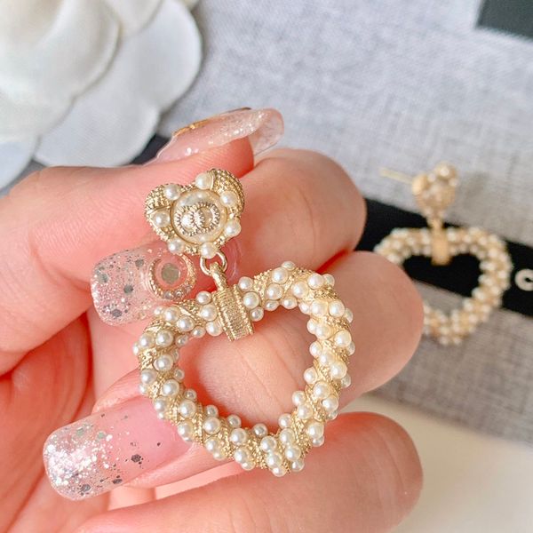 

c2082 earrings female fashion fairy fairy style korean long style web celebrity eardrop style s925 silver needle heart-shaped earrings, Golden;silver