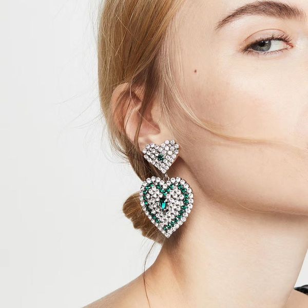 

fashion multi-color diamond stud earrings silver pin european and american style cool love stars love earrings cool earrings, Golden