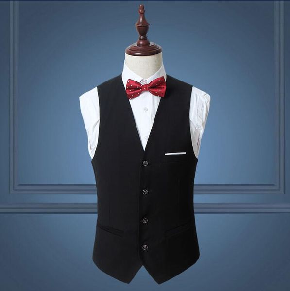 

men fashion boutique wedding vest and groom suit vest mens high-end business slim pure color waistcoat men vests, Black;white