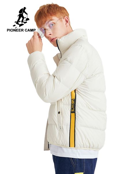 

pioneer camp new stylish warm men's down jacket no hood zipper solid winter men's coats 2019 ayr907407, Black