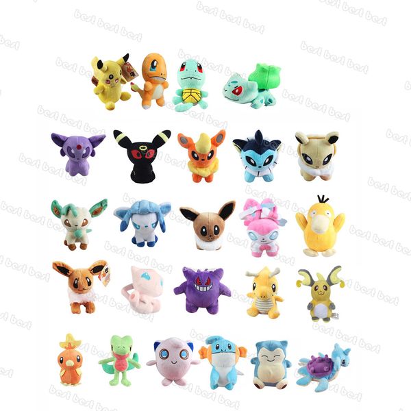 

25pcs/lot mudkip lapras torchic raichu charmander bulbasaur umbreon jigglypuff eevee psyduck snorlax pika gengar plush toy 12-20cm