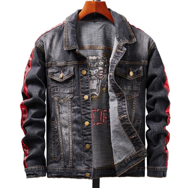 

mens 2020 роскошная джинсовая куртка способа высокого качества печати марка повседневной одежды большого размера bomber coat biker jacket ку, Black;brown