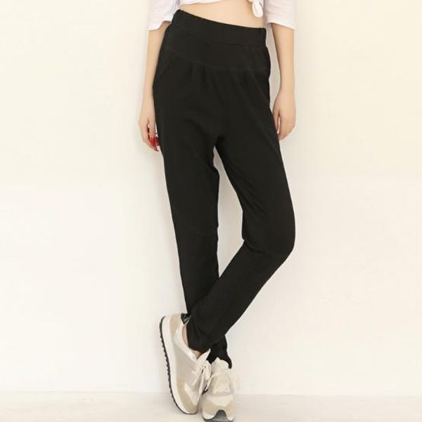 

large women pants 2020 plus size autumn winter cotton pants black gray high waist drawstring straight slim femme trousers j253, Black;white