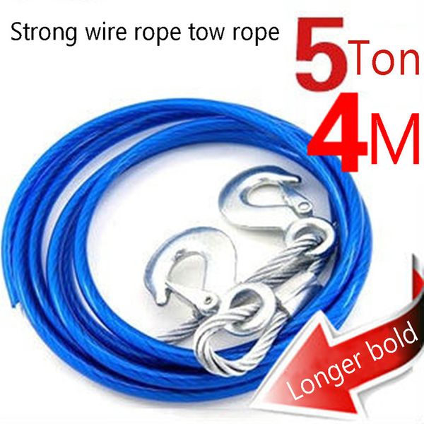 

car-styling wupp towing ropes 4m 5tons car tow cable towing strap rope with hooks emergency heavy duty td0704 dropship