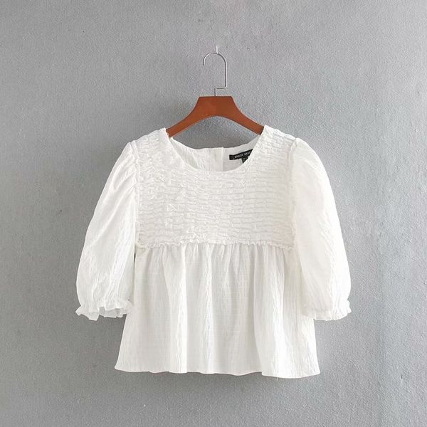 

cc45-9402 european and american fashion texture top, White