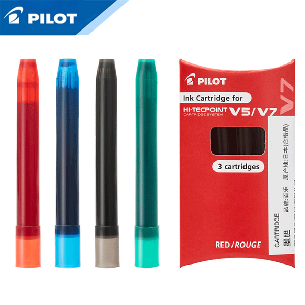 

pilot v5 ink tank bxs-ic gel pen replacement ink bag suitable for bxc-v5 / bxc-v7 water-based dye red blue green four colors, Black;red