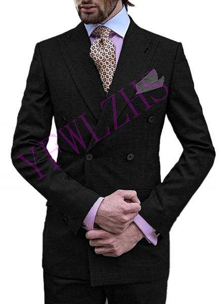 

handsome groomsmen double-breasted groom tuxedos mens wedding dress man jacket blazer prom dinner 2 piece suit(jacket+pants+tie) 481, Black;gray