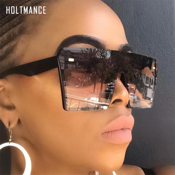 

square oversized sunglasses women retro big frame driving sun glasses flat gafas brand rice design conjoined shade uv400, White;black