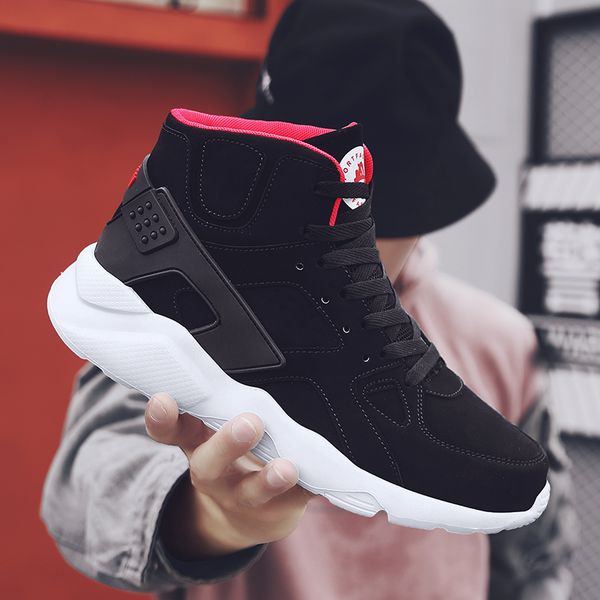 

tide shoes winter wild high-shoes korean fashion sports increased men's white wear-resistant fashion simple outdoor sh, Black