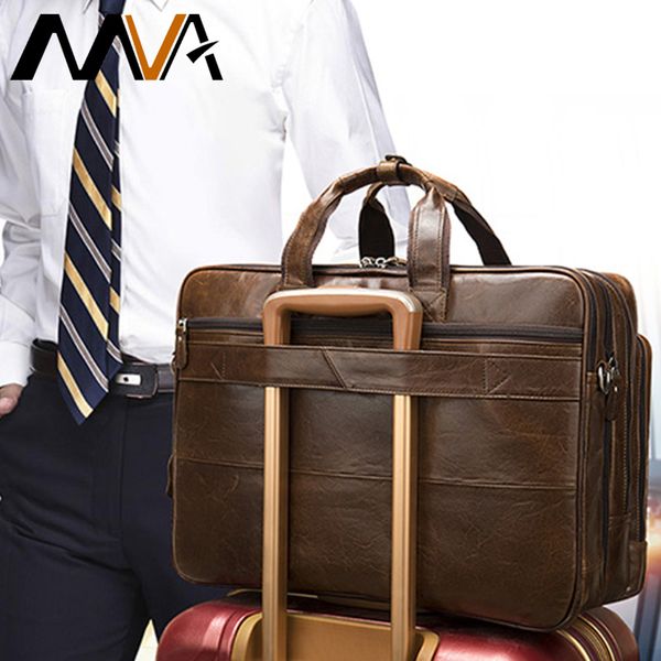 

mva men's bag briefcase men's genuine leather shoulder bag for men office big week travel men suitcases business